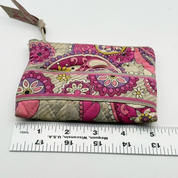Vera Bradley Coin Purse Wallet Quilted Pink Purple Floral Zip Small - Picture 4 of 7